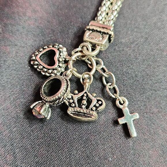 🔺️Premier Antiqued Double Strand Braided Charm Bracelet - Picture 8 of 12